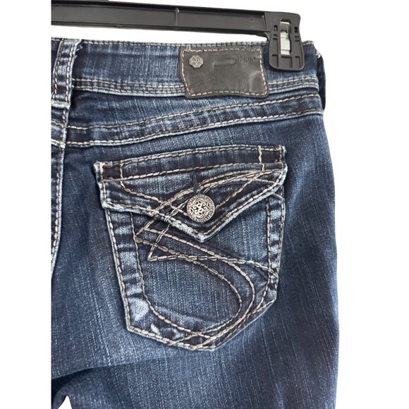 Silver Jeans Co. Suki Surplus Bootcut Womens Blue Denim Jeans W29 L32 Distressed - Picture 3 of 5